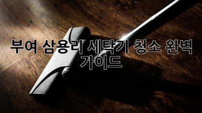 부여 삼용리 세탁기 청소 완벽 가이드
